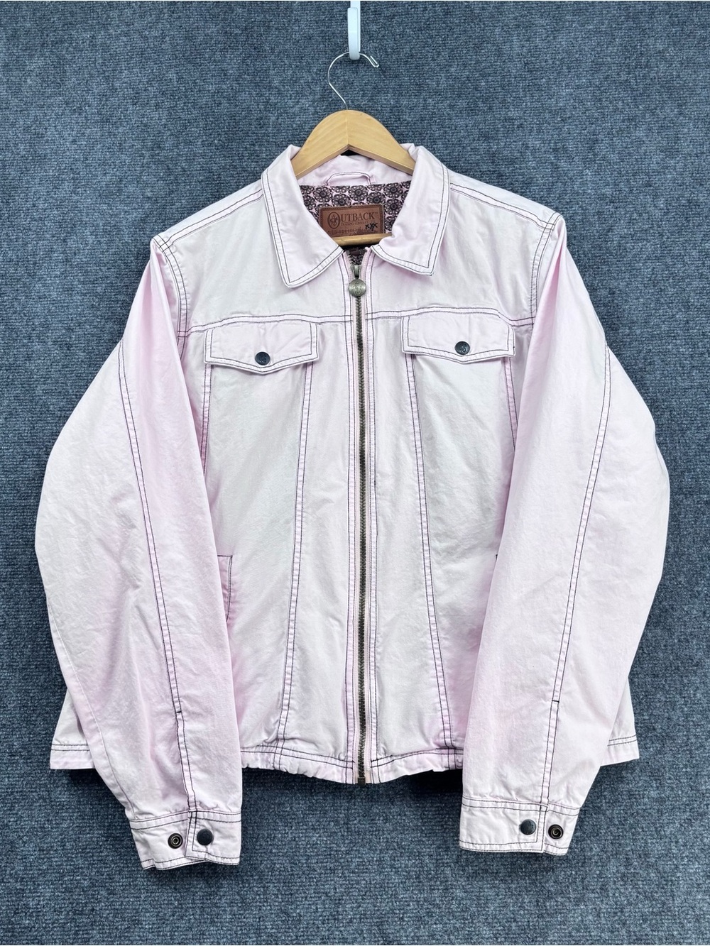 Outback Pink Sweet Jeans Cowgirl Glam Western Chic Utility Jacket Women’s XL